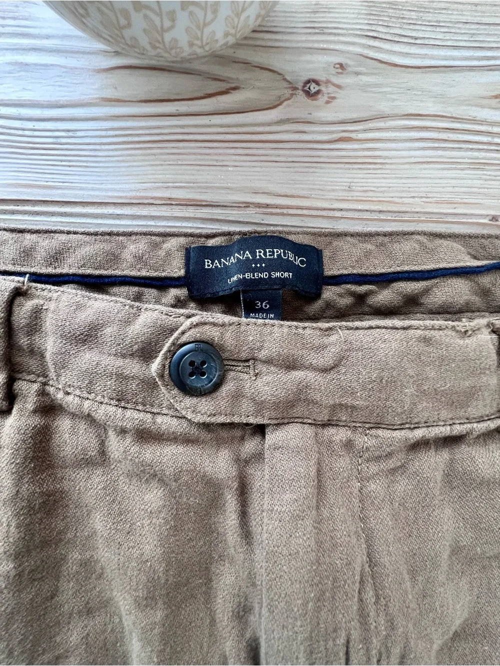 Banana Republic Factory Linen Blend Shorts Men’s 36 Brown Flat Front Casual